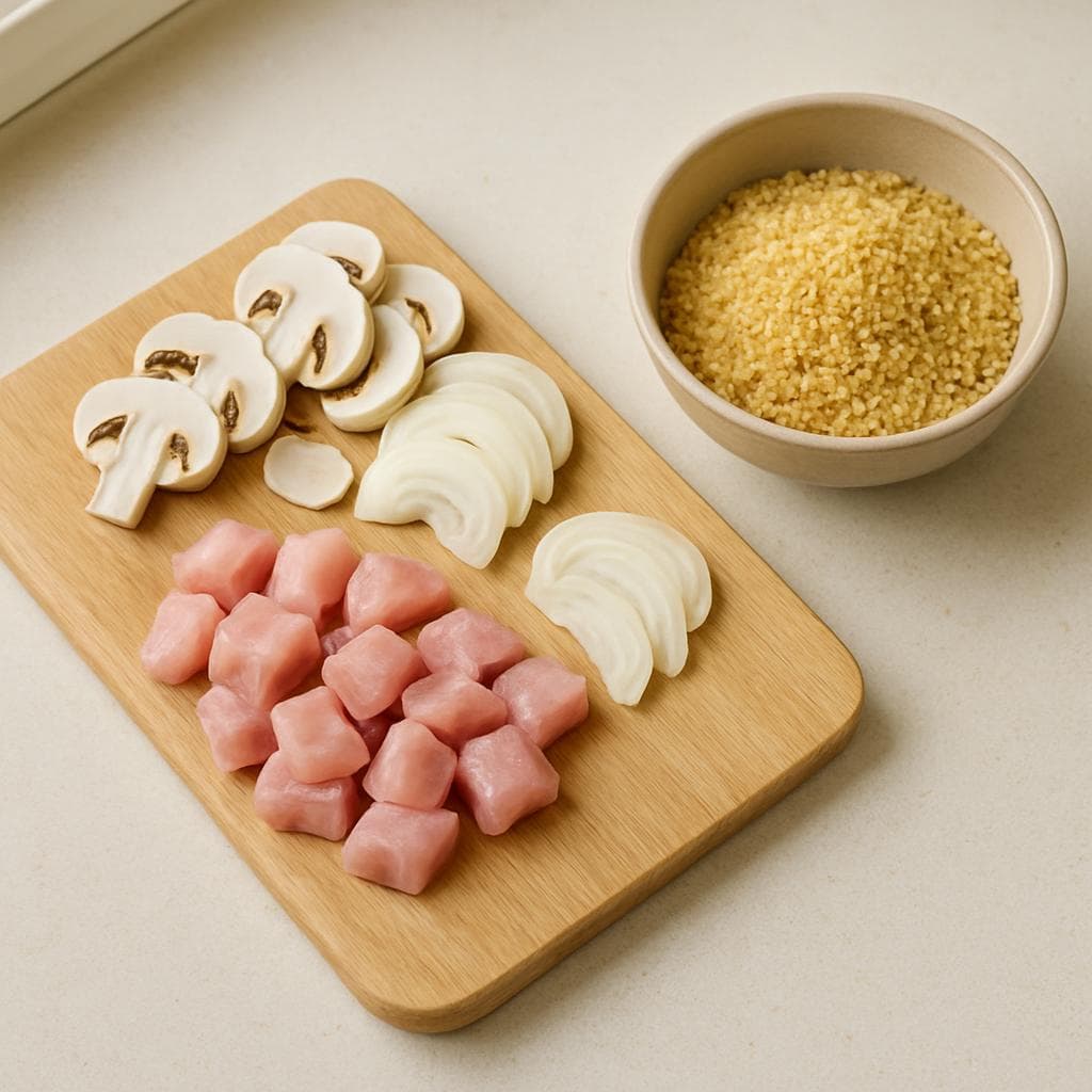 Индейка с грибами и булгуром в йогуртовом соусе: шаг 1