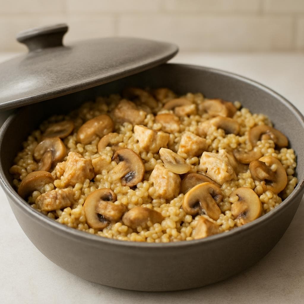 Индейка с грибами и булгуром в йогуртовом соусе: шаг 4