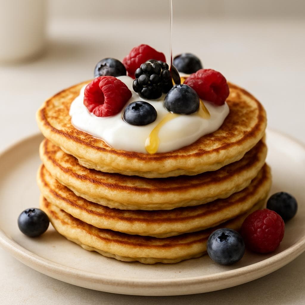 Овсяные панкейки с йогуртом и ягодами: шаг 4