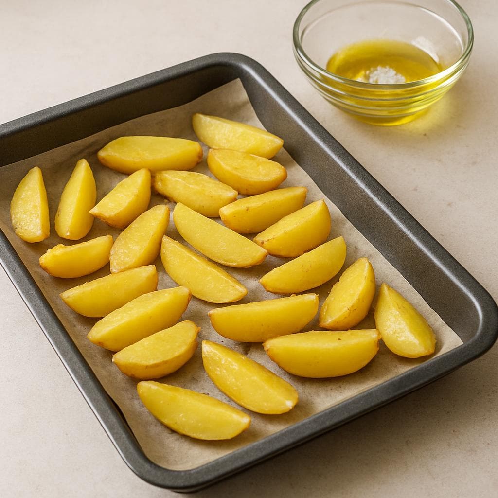 Салат с лососем, огурцом и печёным картофелем: шаг 1