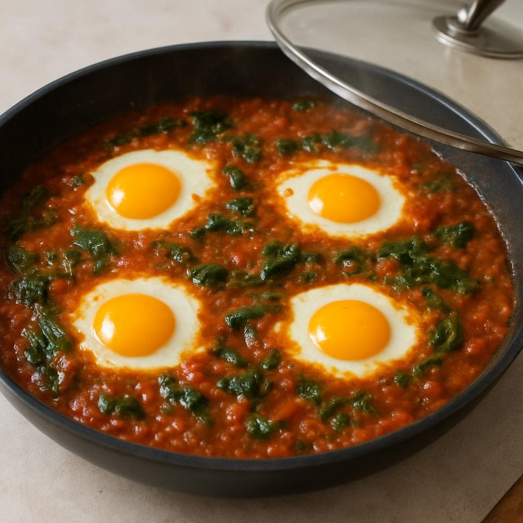 Шакшука с шпинатом и фетой: шаг 4