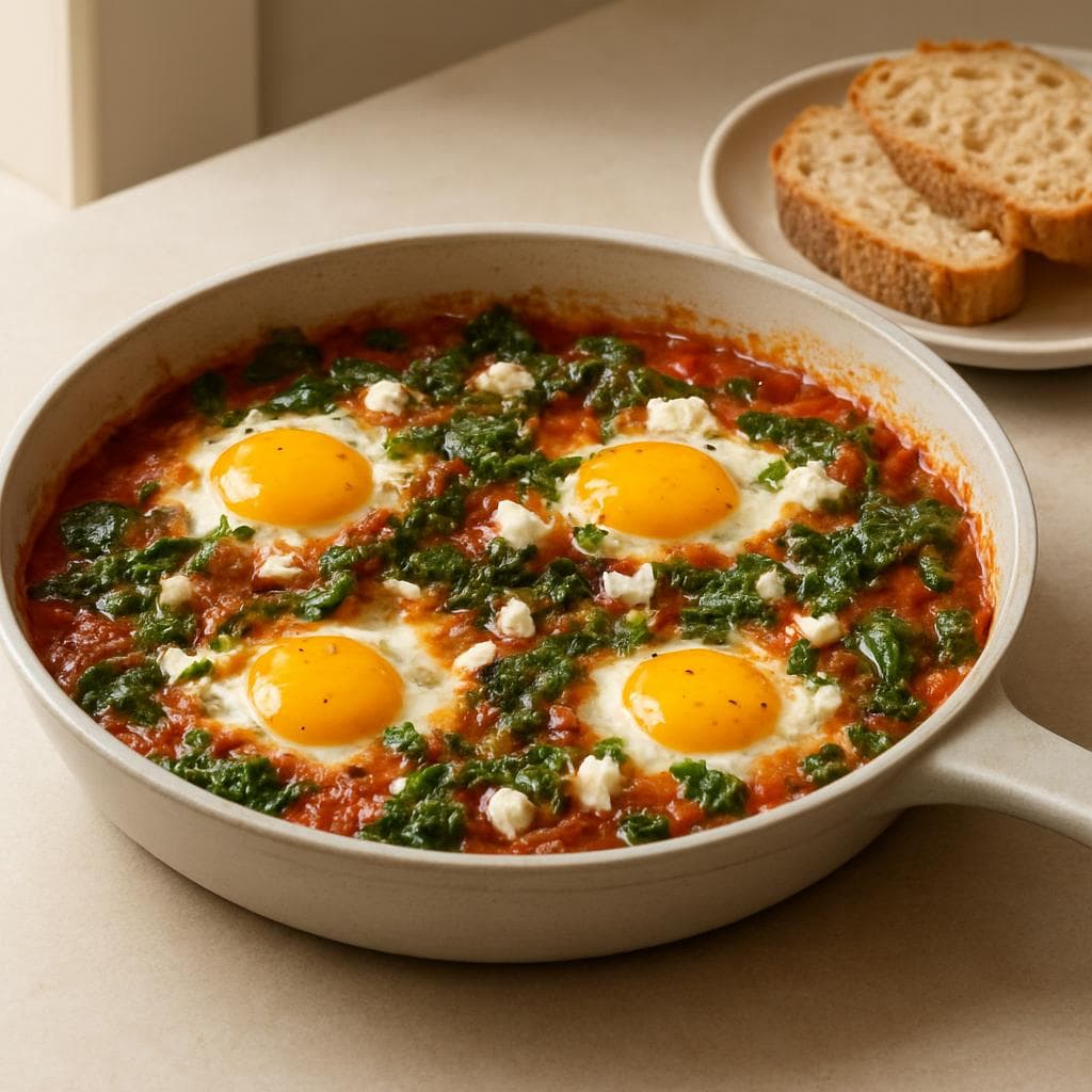 Шакшука с шпинатом и фетой: шаг 5