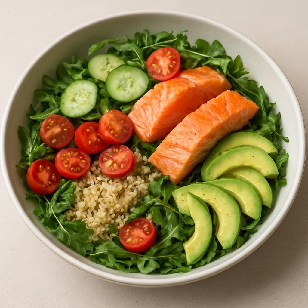 Тёплый салат с киноа, лососем и авокадо: шаг 4