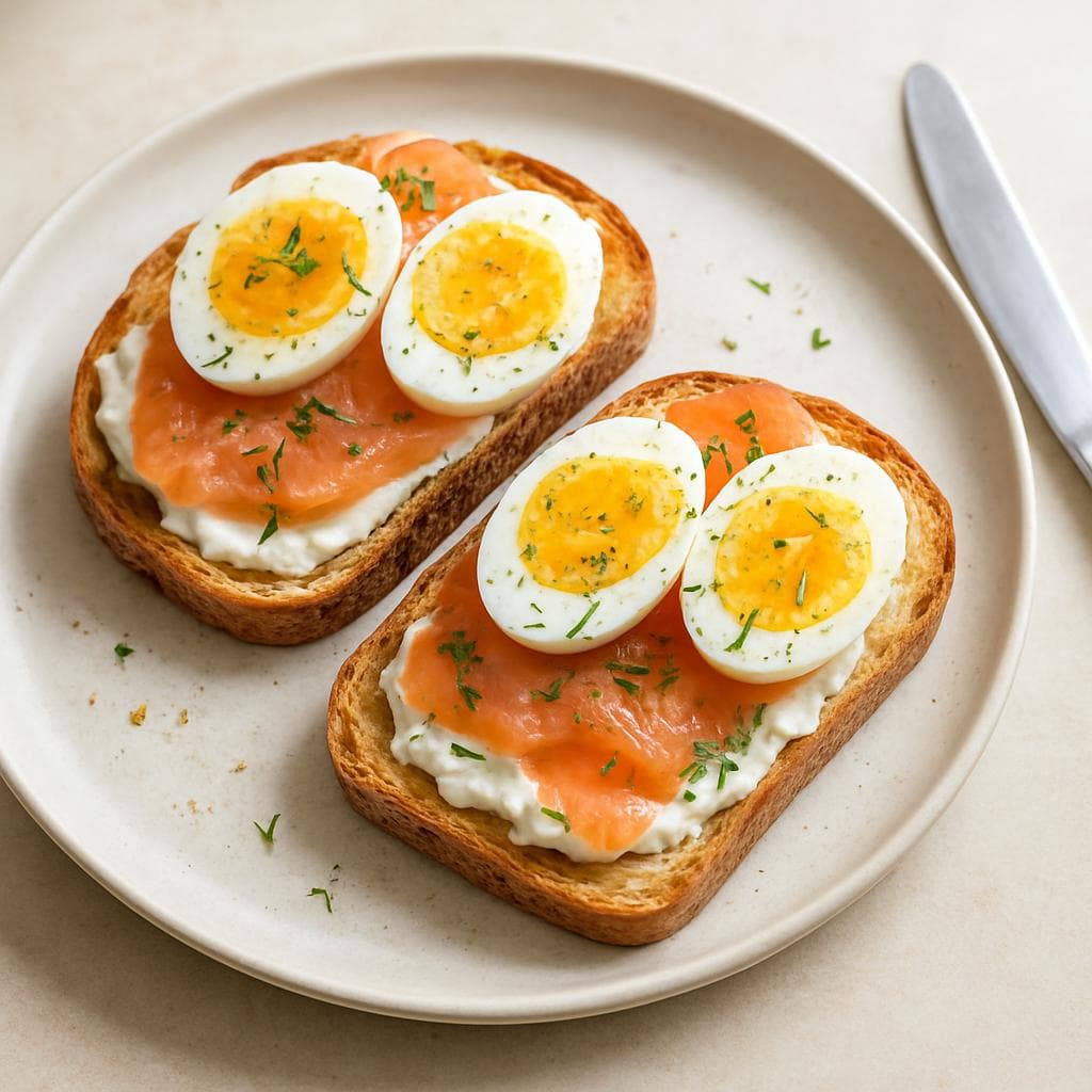 Тосты с лососем, яйцом и творожным кремом: шаг 5