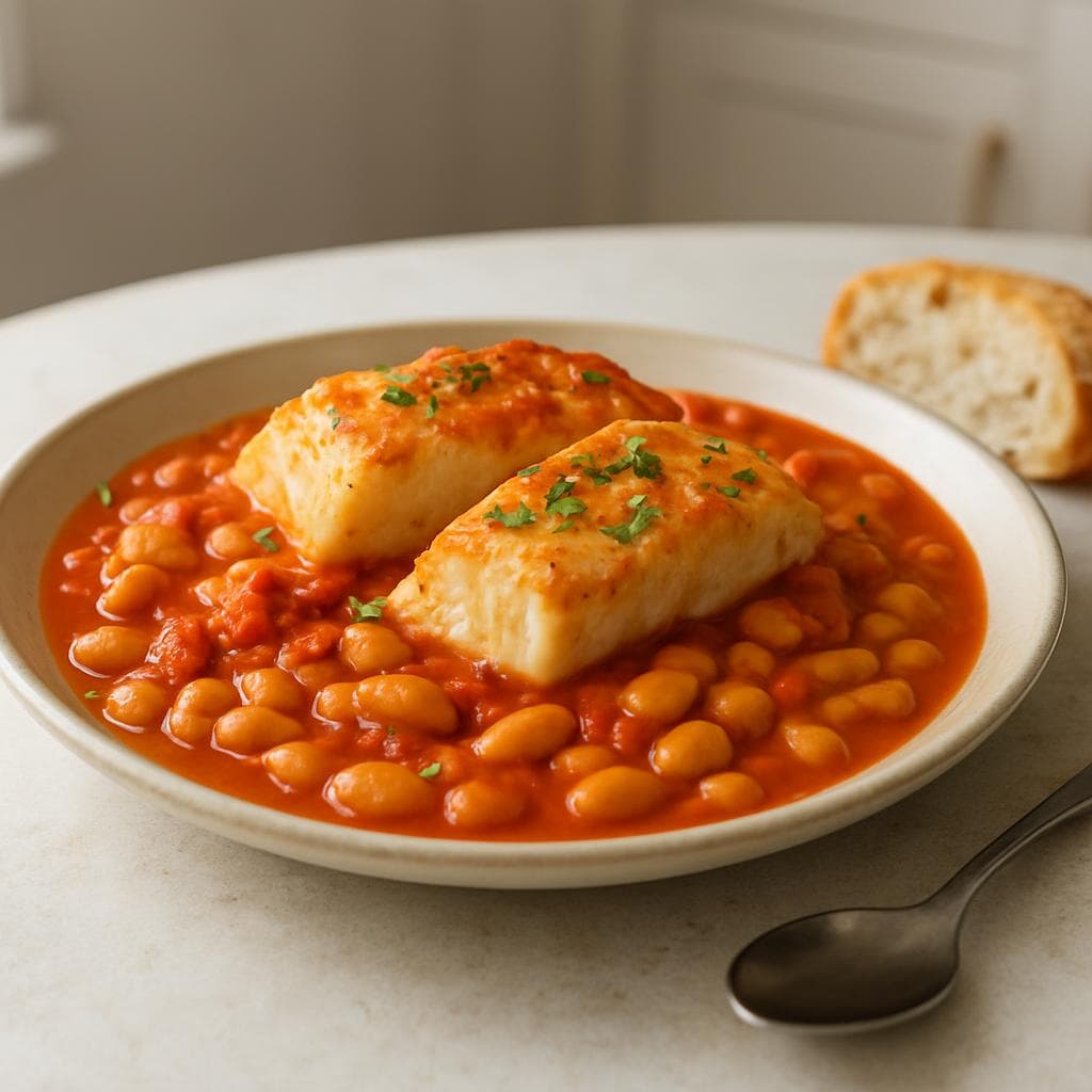 Треска с фасолью в сливочно-томатной сковороде: шаг 5