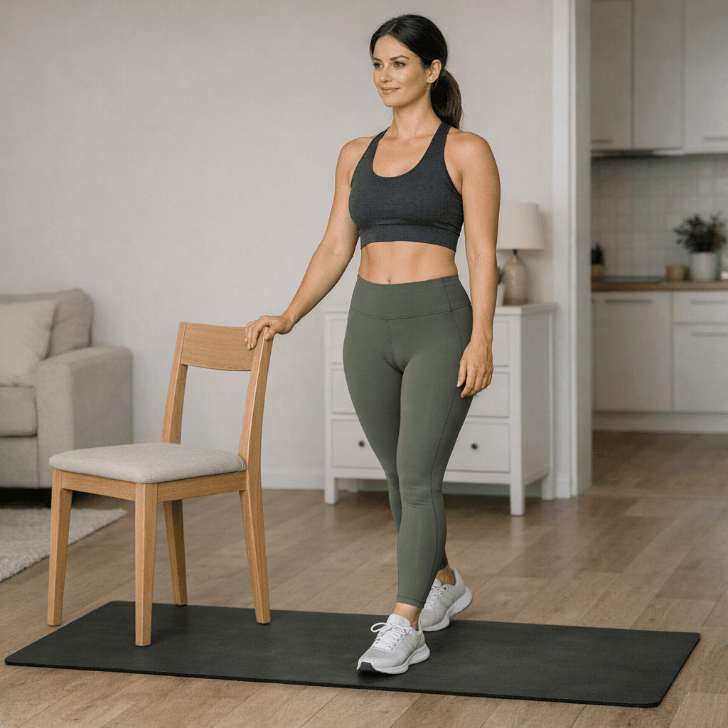 Обратный выпад с опорой: шаг 1