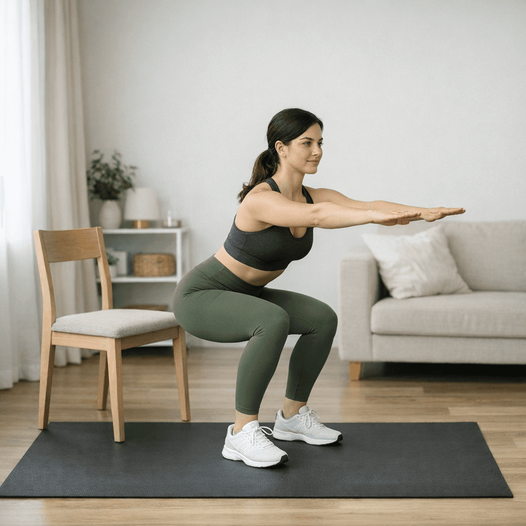 Присед к стулу без прыжка: шаг 2