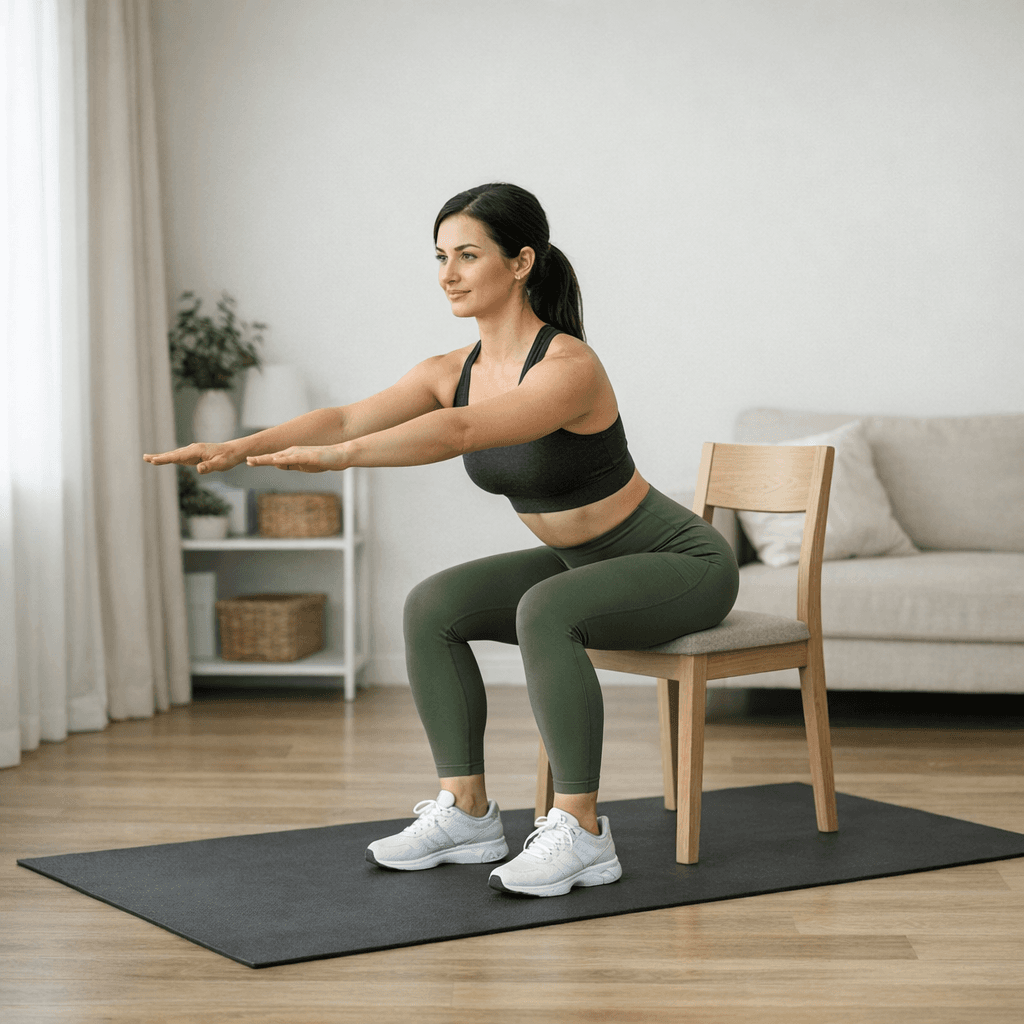 Присед к стулу без прыжка: шаг 3