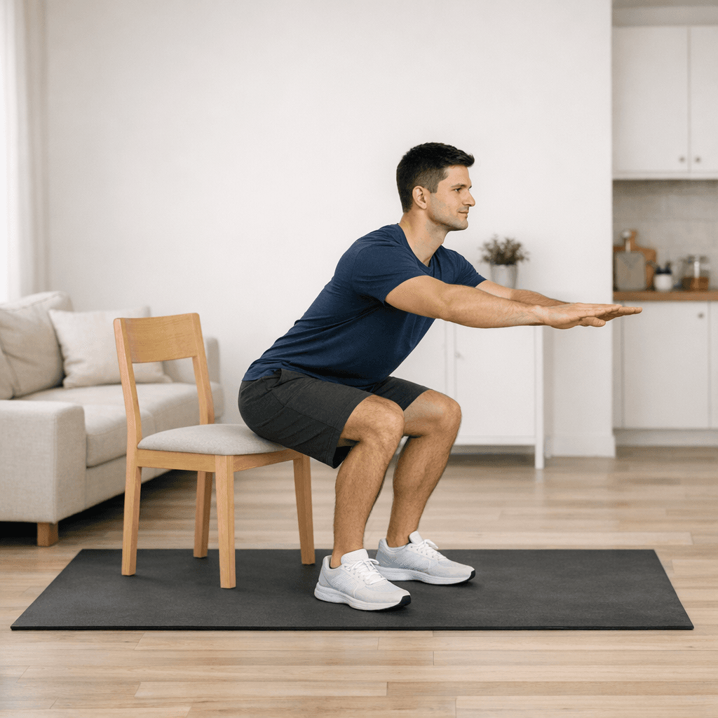 Присед к стулу без прыжка: шаг 2