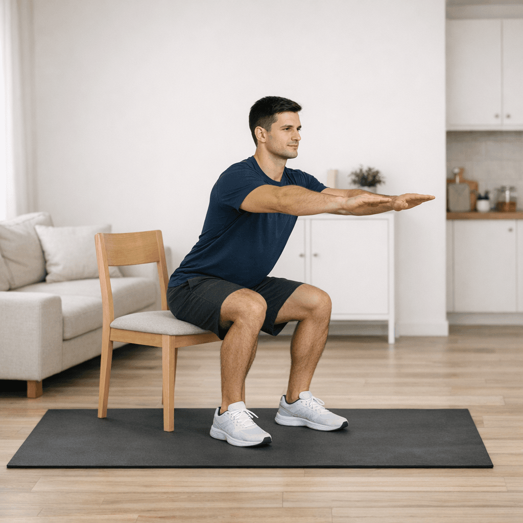 Присед к стулу без прыжка: шаг 3