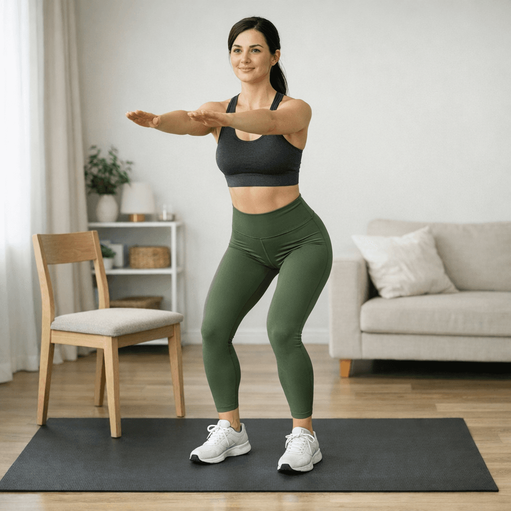Chair squat without the jump: Step 4