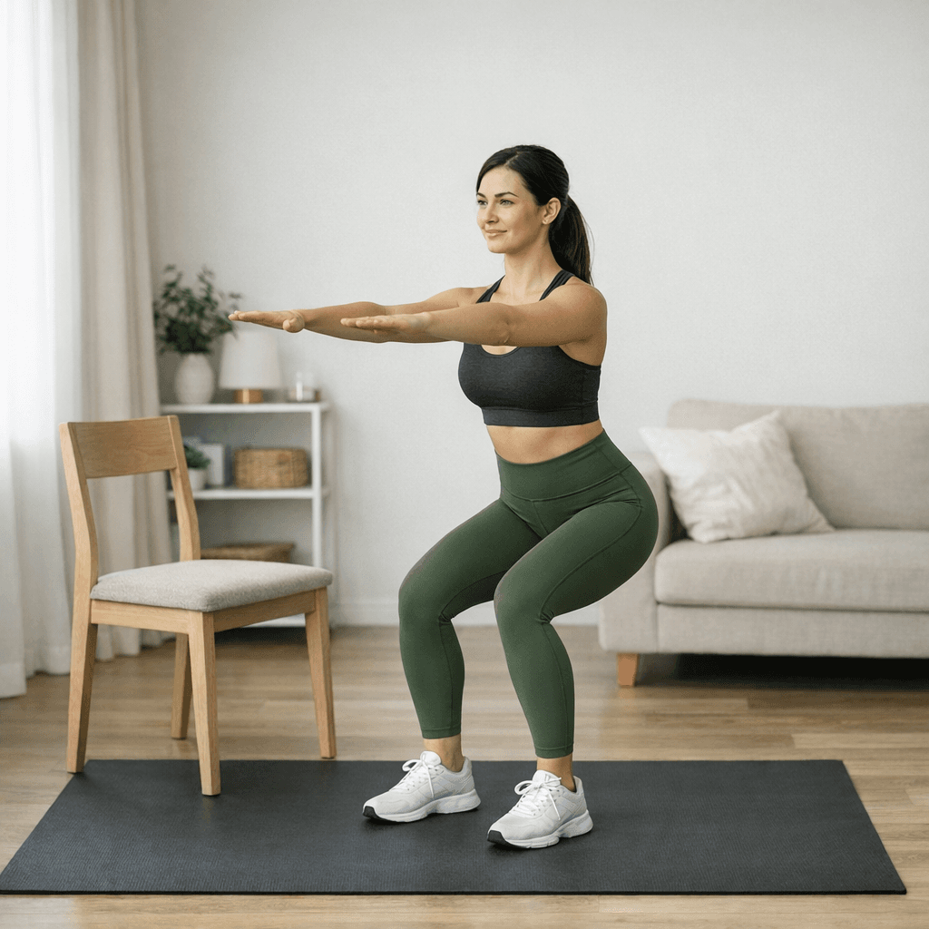 Zıplamasız sandalyeye squat: Adım 1